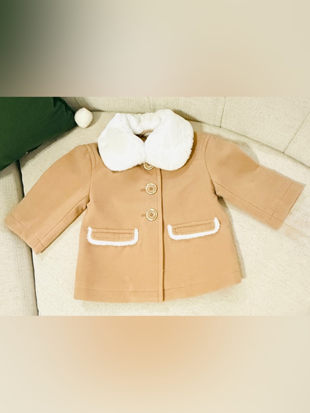Michael Kors Camel Coat with Trim Toddler Detachable Faux Rabbit Fur Jacket